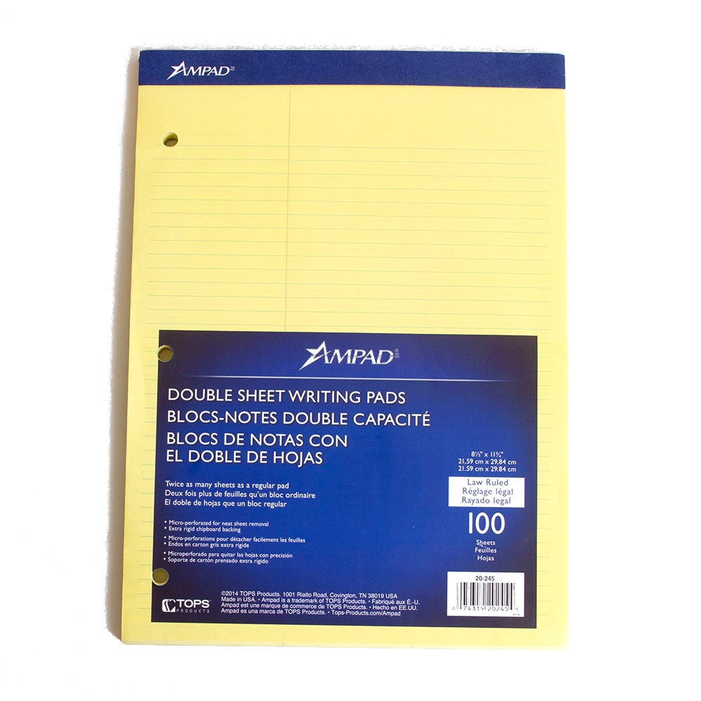 Tops, Summary Ruled, Yellow, Legal Pad, 8.5"x11.75"